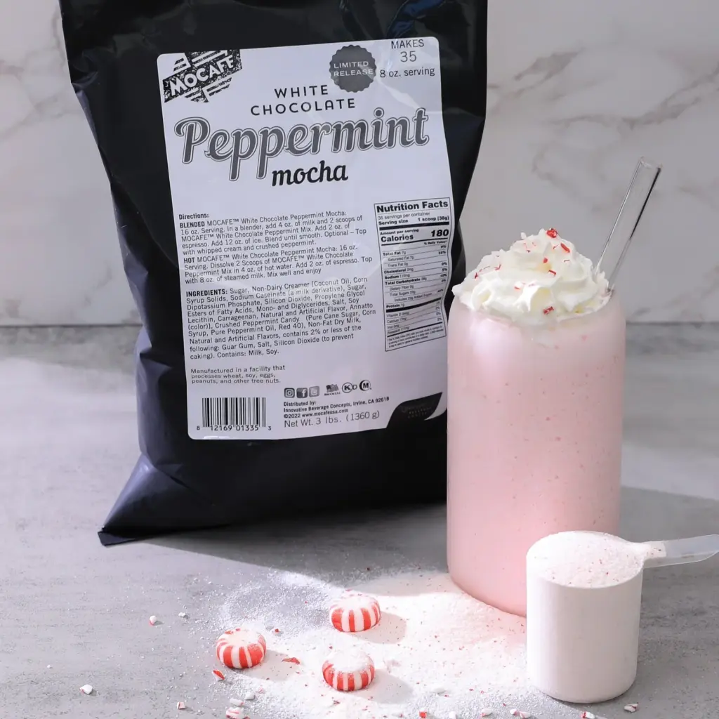 Mocafe Barista Peppermint White Chocolate Mocha Powder 3 lb. Bag
