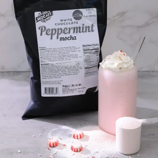 Mocafe Barista Peppermint White Chocolate Mocha Powder 3 lb. Bag